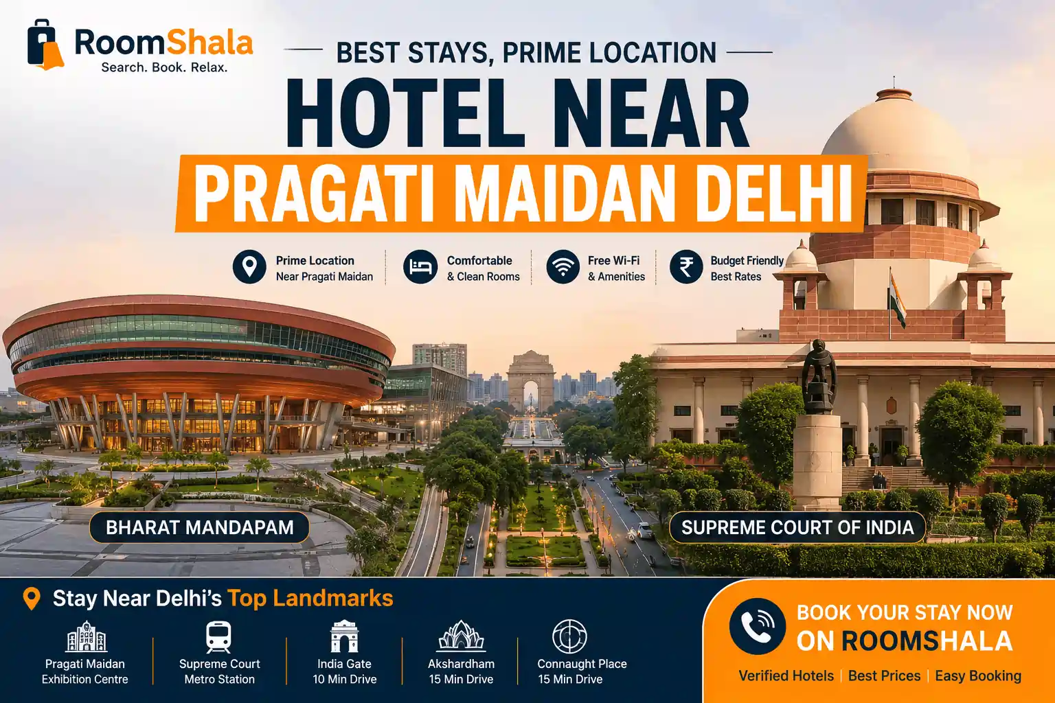 Best Hotels Near Pragati Maidan Delhi | Budget Hotels Near Bharat Mandapam & Supreme Court Metro Station